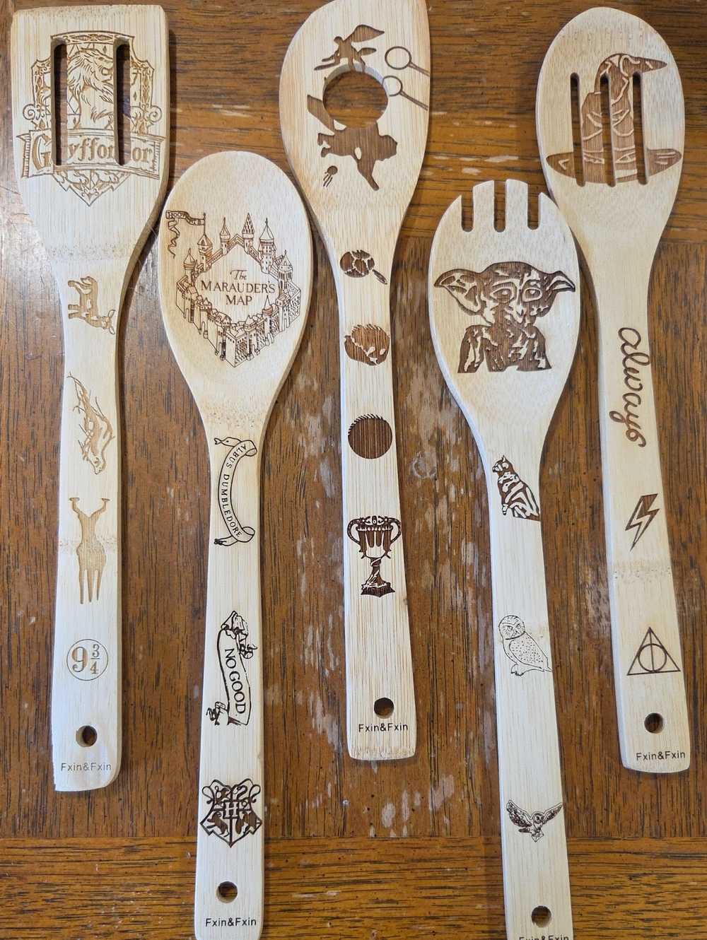 Harry Potter Engraved Wooden Kitchen Spoon - Natural Wood